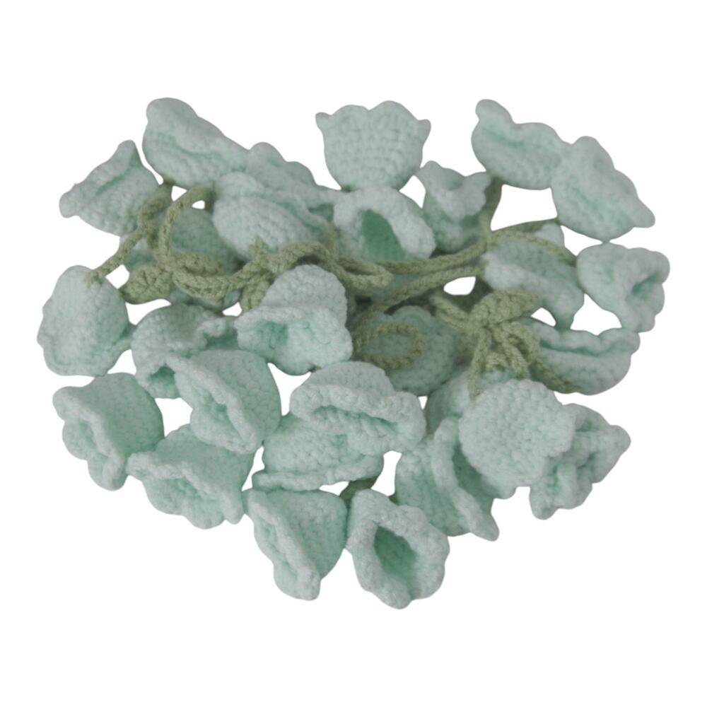 Handmade Crochet Lily of the Valley Bag Charm Baby Blue Cottagecore Floral